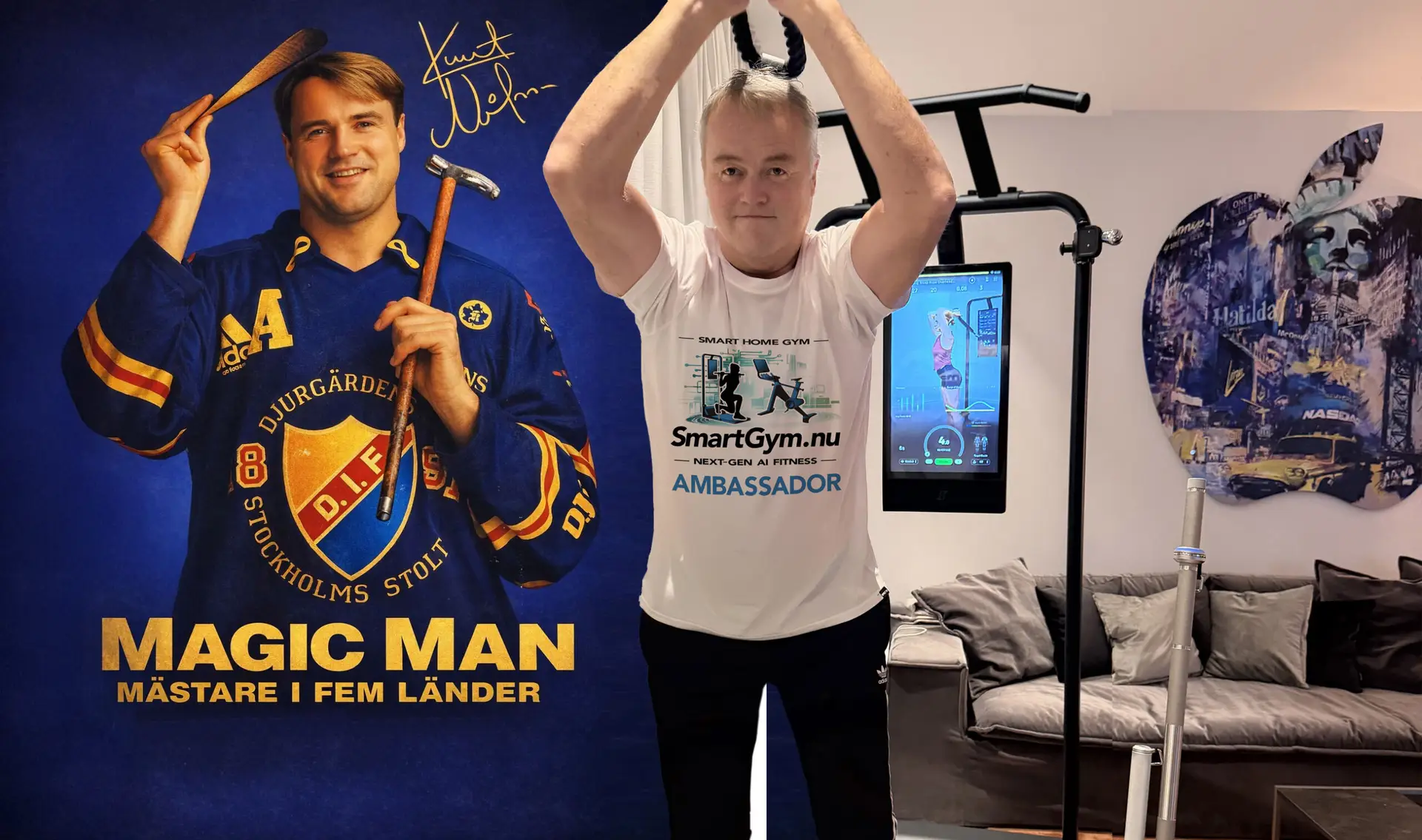 Hockey player Kenta Nilsson using the Speediance equipment.